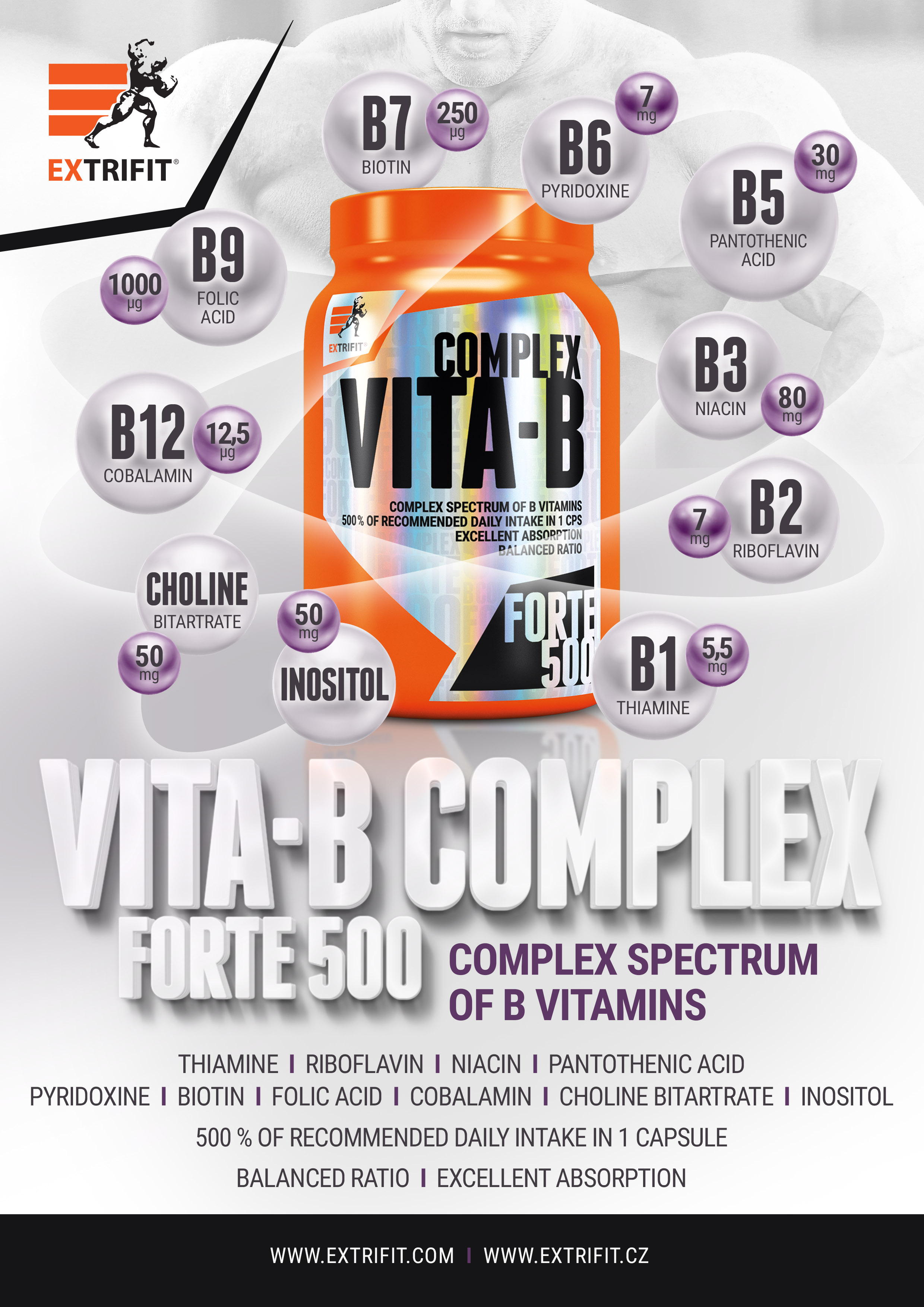 B COMPLEX FORTE 500 Extrifit Sport Nutrition